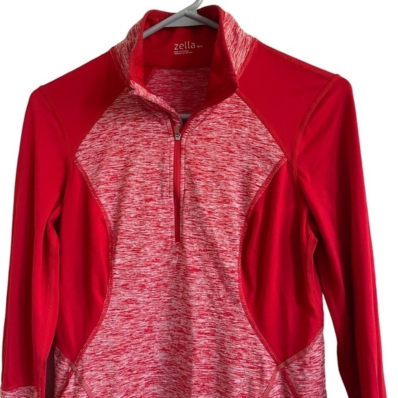 Zella Red Zeltek Slimfit Performer Quarter Zip Pullover, Size S - Picture 2 of 8
